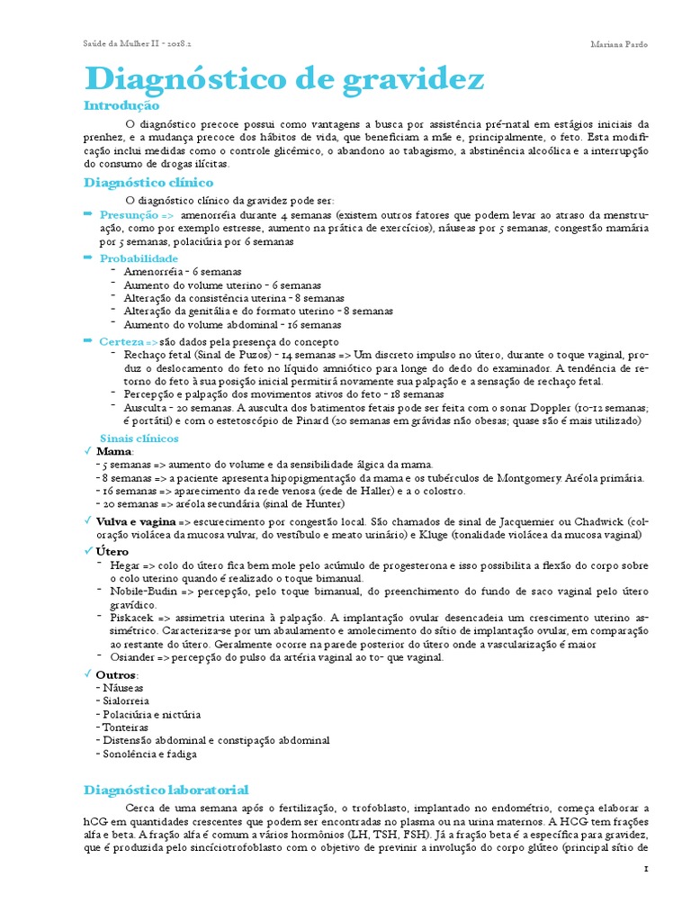 Diagnóstico de Gravidez e Ultrassom | PDF | Gravidez | Gonadotrofina ...