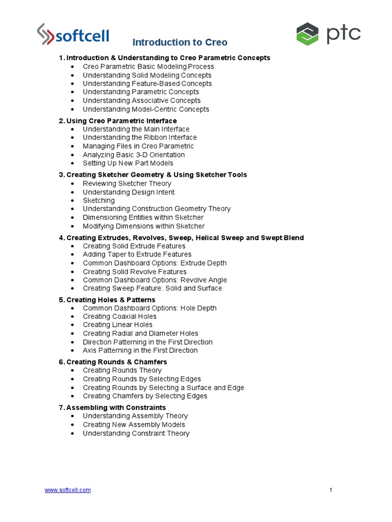 Creo Orientation Agenda | PDF | Technical Drawing | Geometry