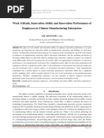 Work Attitude, Innovation Ability and Innovation Performance of Employees in Chinese Manufacturing Enterprises