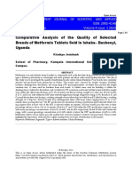 Comparative Analysis of The Quality of Selected Brands of Metformin Tablets Sold in Ishaka - Bushenyi, Uganda