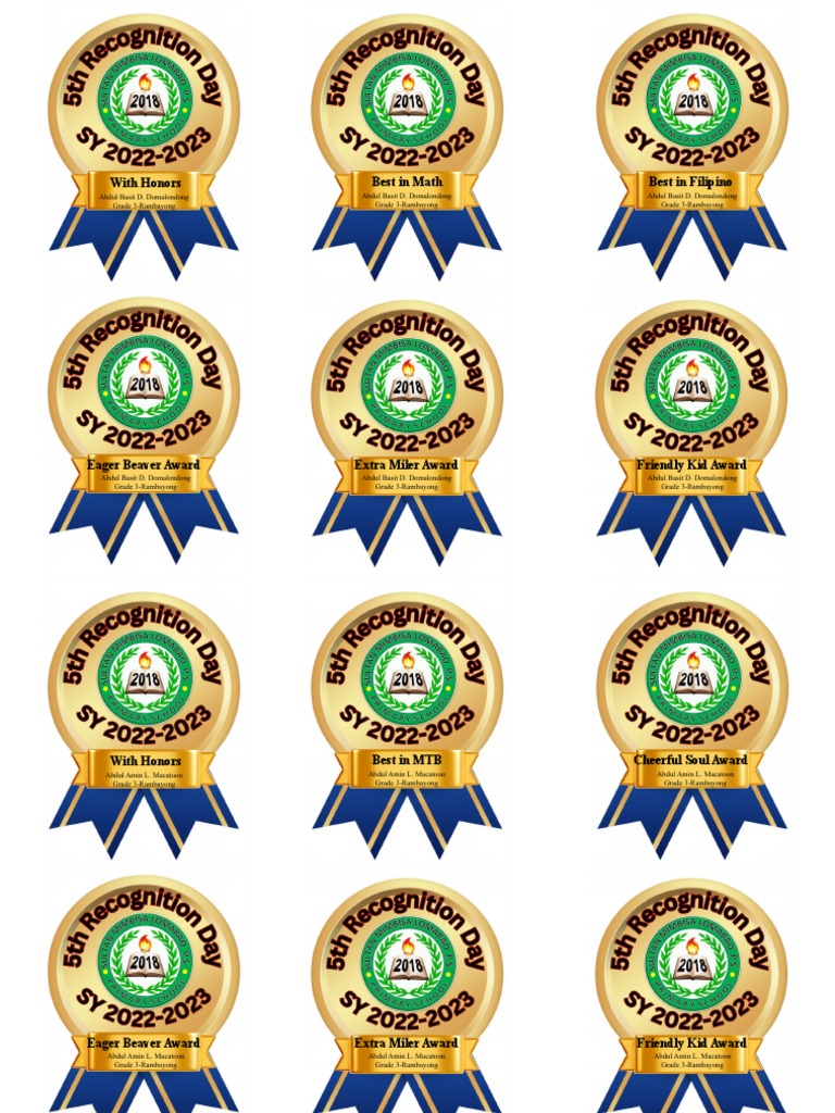 Grade 3 Awards and Recognition | PDF