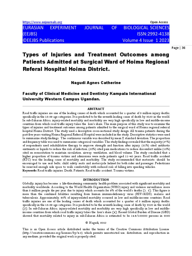 Types of Injuries and Treatment Outcomes Among Patients Admitted at ...