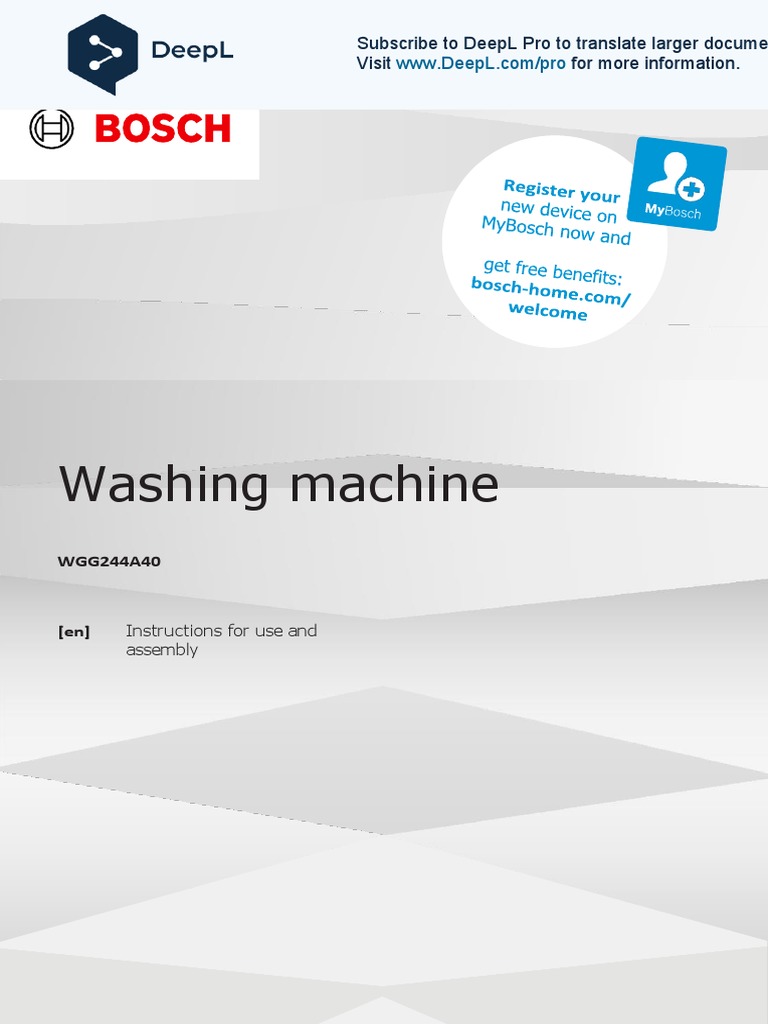 Bosch Washing Machine Manual enUSunlocked PDF