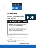 2023 Key Stage 2 Mathematics Administering The Braille Version of Paper 1 Arithmetic