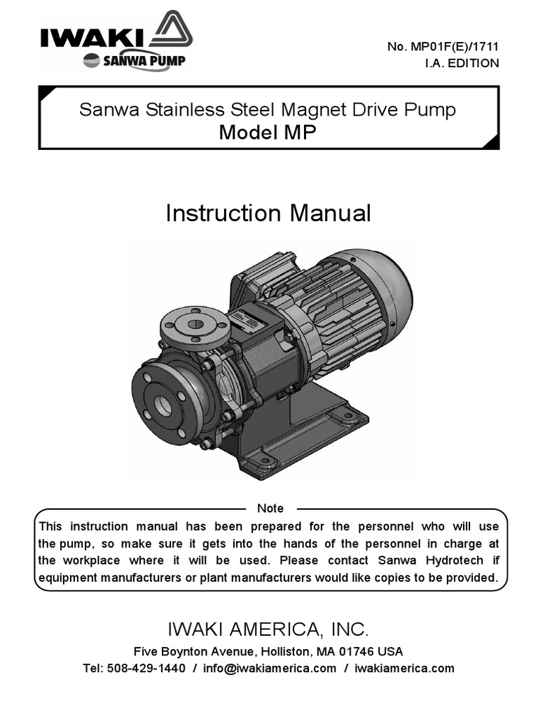 Sanwa Drive Pump Manual PDF Pump Screw