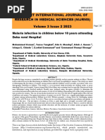 Malaria Infection in Children Below 10 Years Attending Doka Rural Hospital