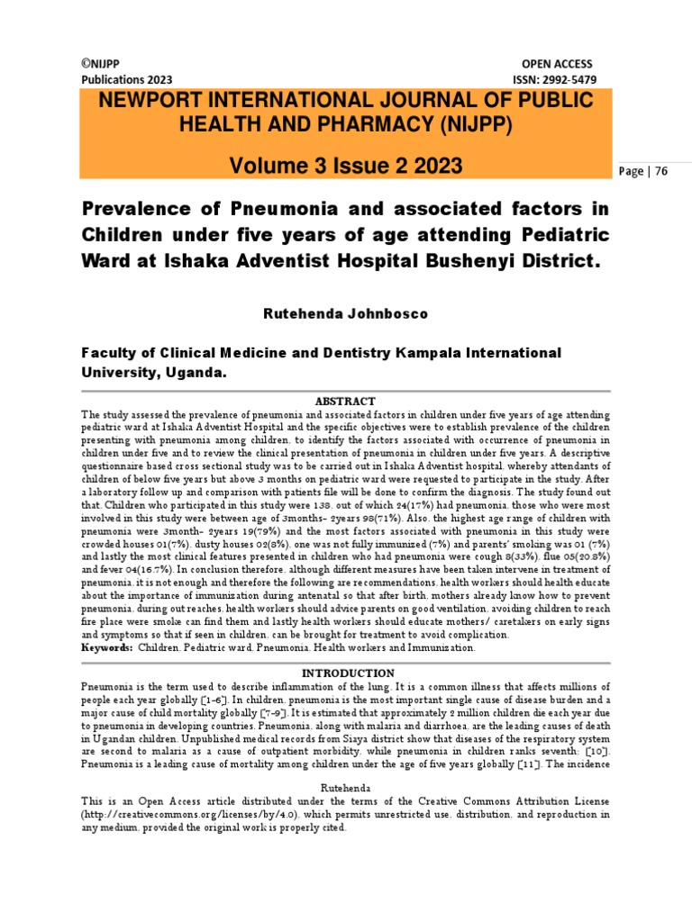 Volume 3 Issue 2 2023: Newport International Journal of Public Health ...
