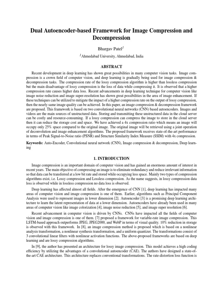 Dual Autoencoder-Based Framework For Image Compression and ...