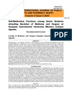 Self-Medication Practices Among Senior Students Attending Bachelor of Medicine and Surgery at Kampala International University Western Campus Uganda.