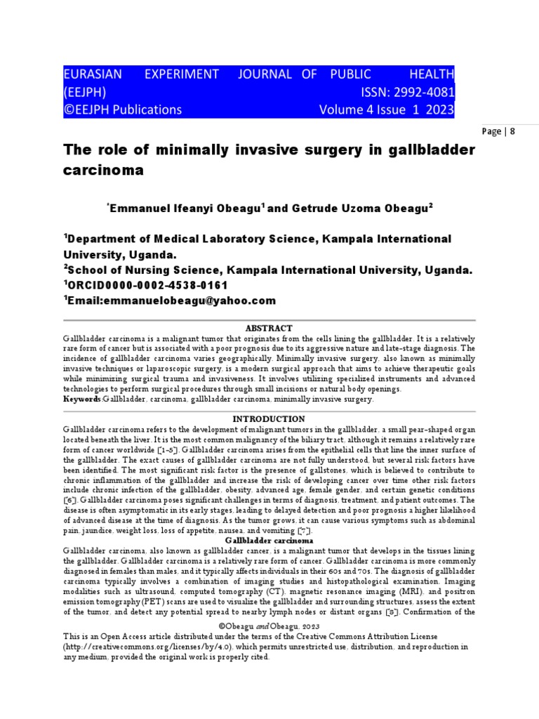 Minimally Invasive Surgery for Gallbladder Cancer | PDF