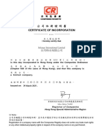 Certificate of Incorporation: Solunar International Limited