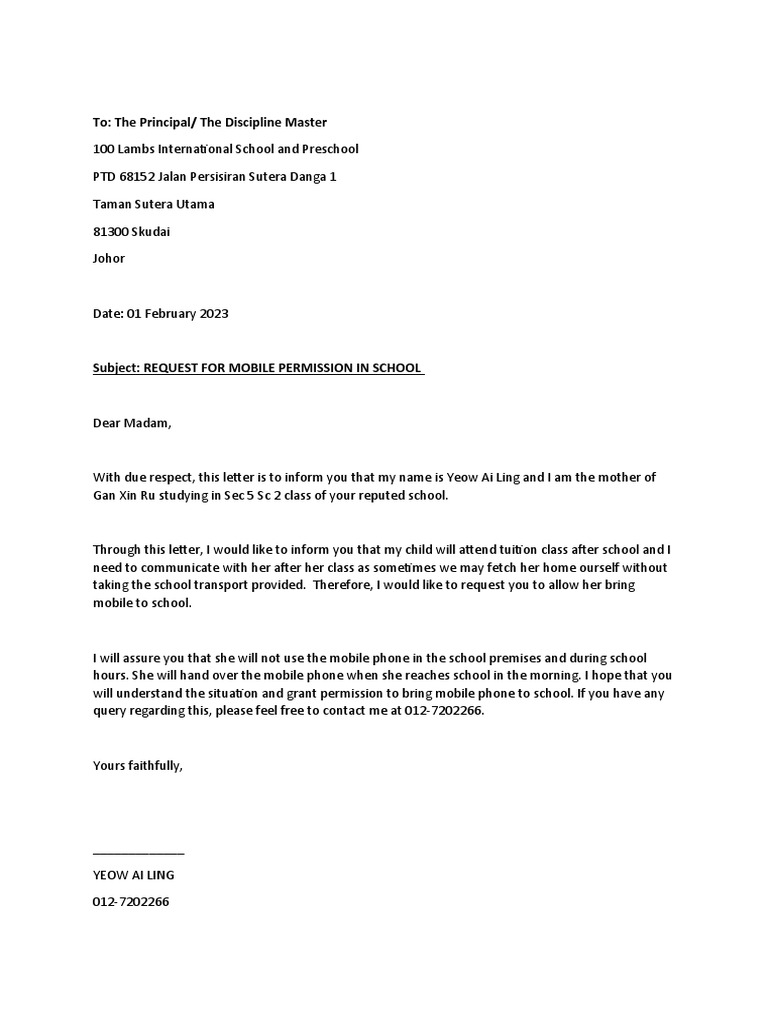 permission-to-bring-mobile-phone-to-school-pdf