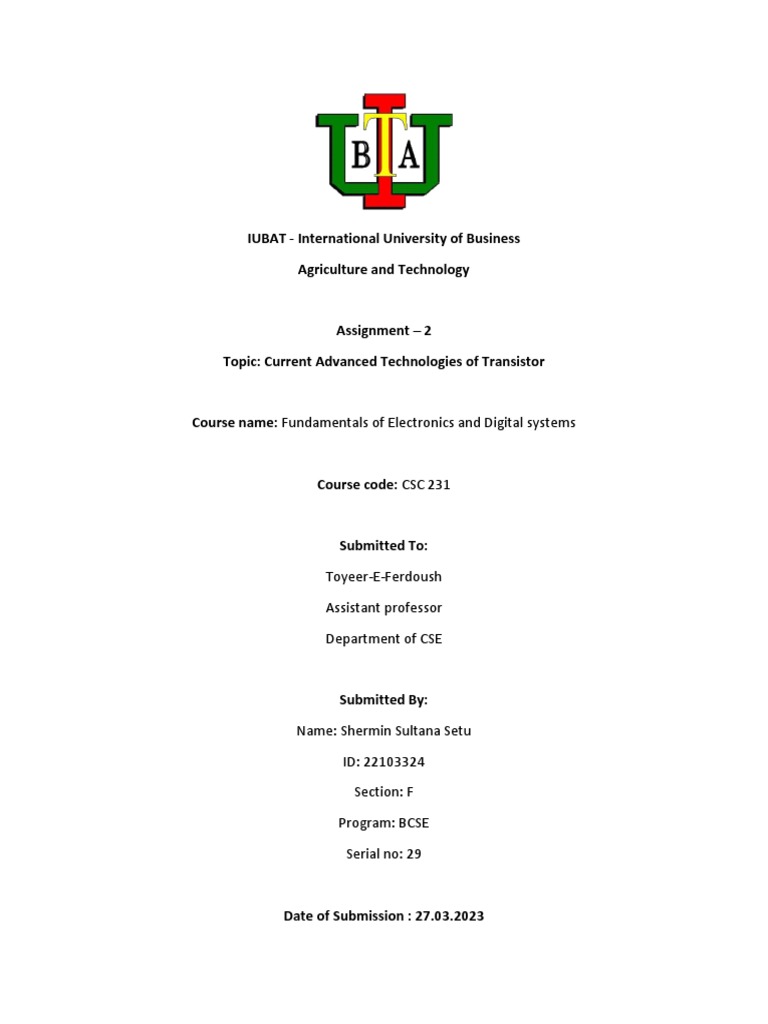 IUBAT Assignment Cover Page Template | PDF