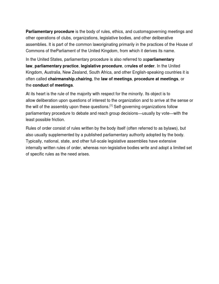 Understanding Parliamentary Procedure | PDF