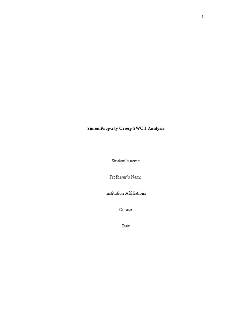 SWOT Anlysis of Simon Property Group | PDF | Retail | Swot Analysis