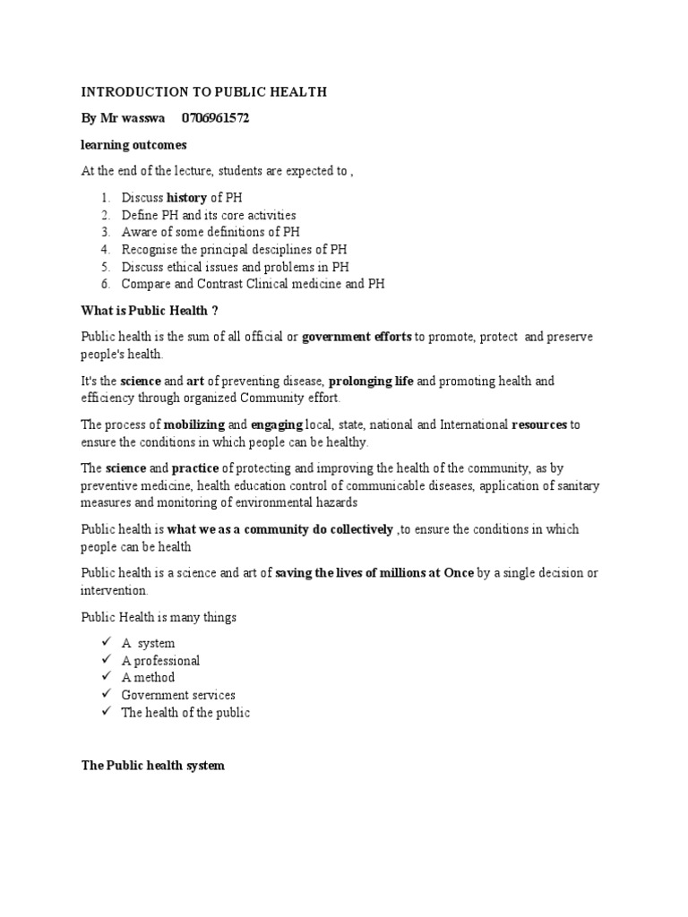 Introduction to Public Health | PDF | Public Health | Epidemiology
