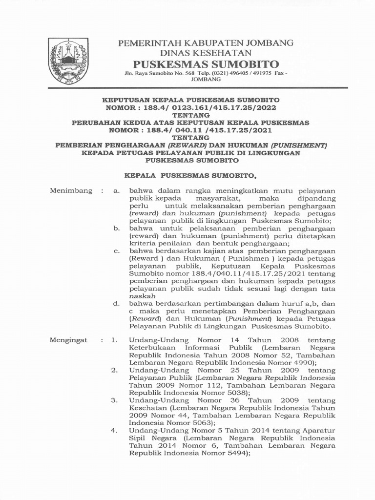 Sk Pemberian Penghargaan Dan Sanksi Pdf