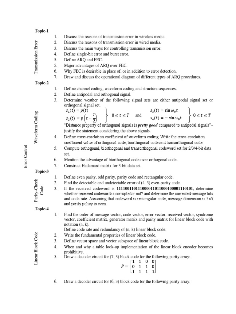 Information Theory and Coding Sample Question 2021 | PDF | Code ...