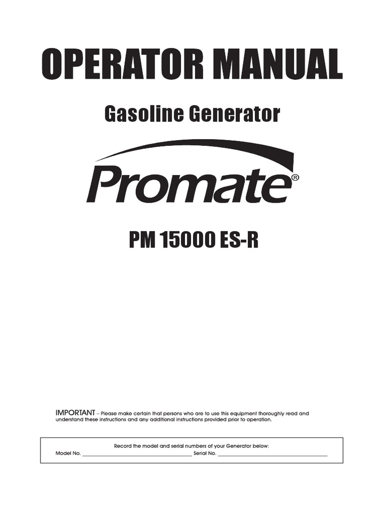 Gasoline Generator PM 15000 ES-R Guide | PDF | Mains Electricity | Ac ...