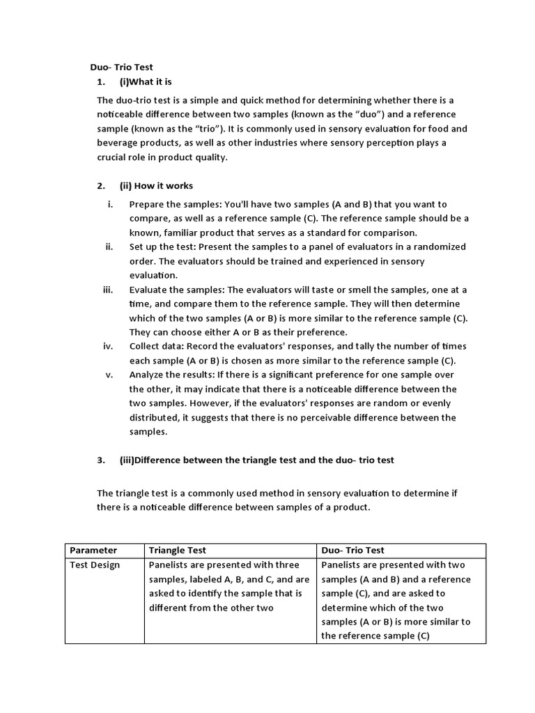DuoTrio Test PDF Sampling (Statistics) Perception