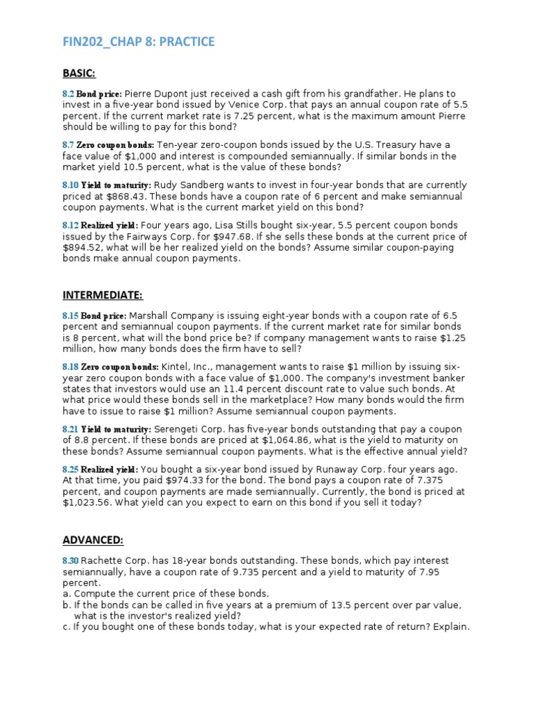 Bond Pricing and Yield Calculations Guide | PDF | Bonds (Finance ...