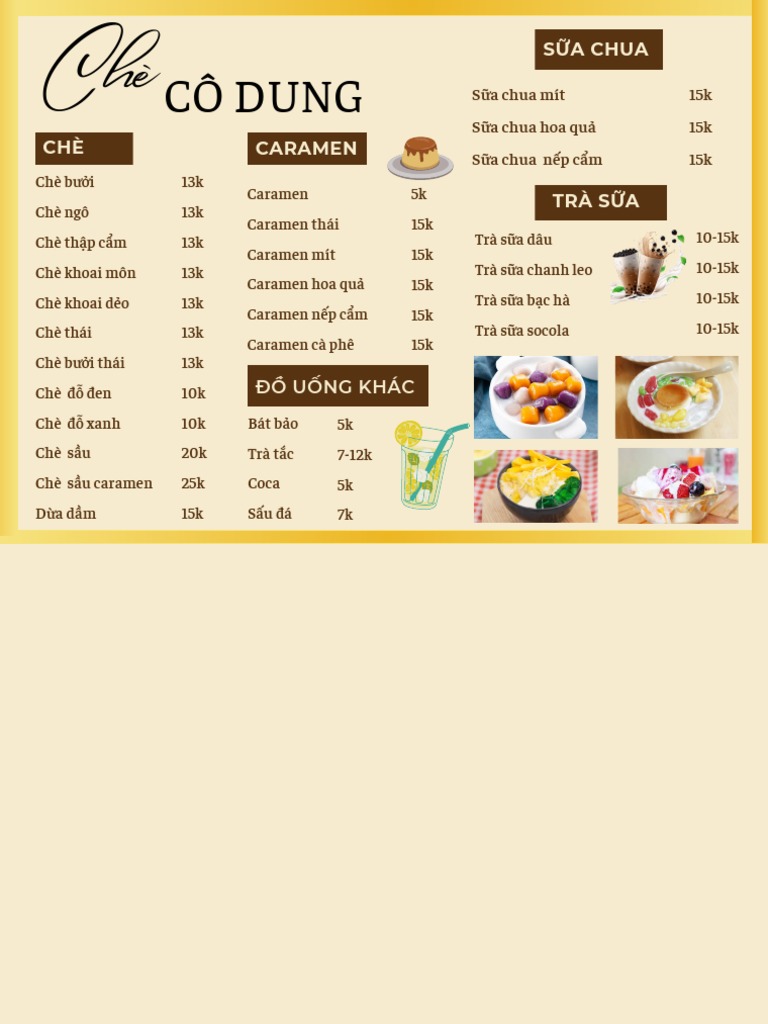 Yellow and Beige Coffee Shop Menu PDF