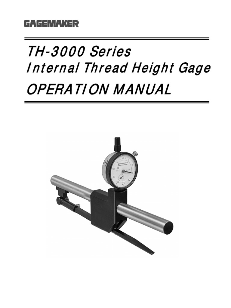 Gagemaker TH 3000 Internal Operation Manual PDF