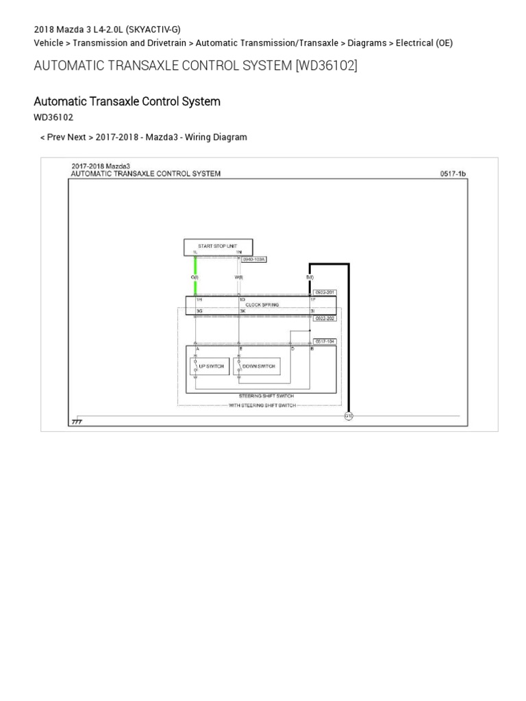 Automatic Transaxle Control System (WD36102) (Automatic Transmission