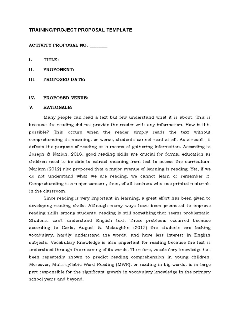 Reading Intervention Project Proposal | PDF | Reading Comprehension ...