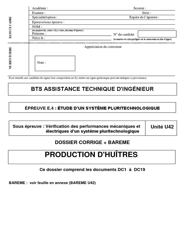 Corrigé U42 BTS ATI 2018 | PDF | Friction | Obliger