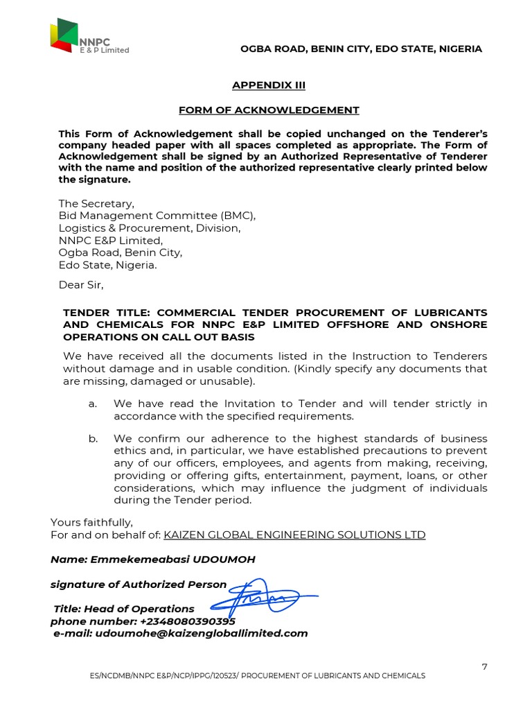 Procurement of Lubricants Tender | PDF