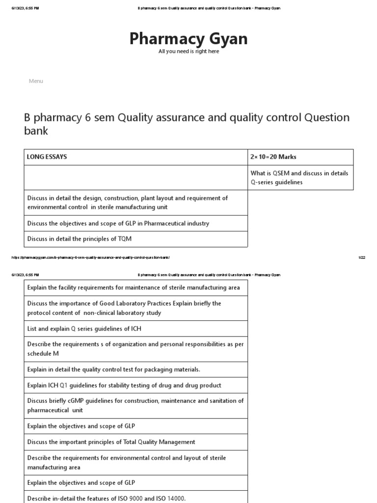 pharmacy-gyan-b-pharmacy-6-sem-quality-assurance-and-quality-control
