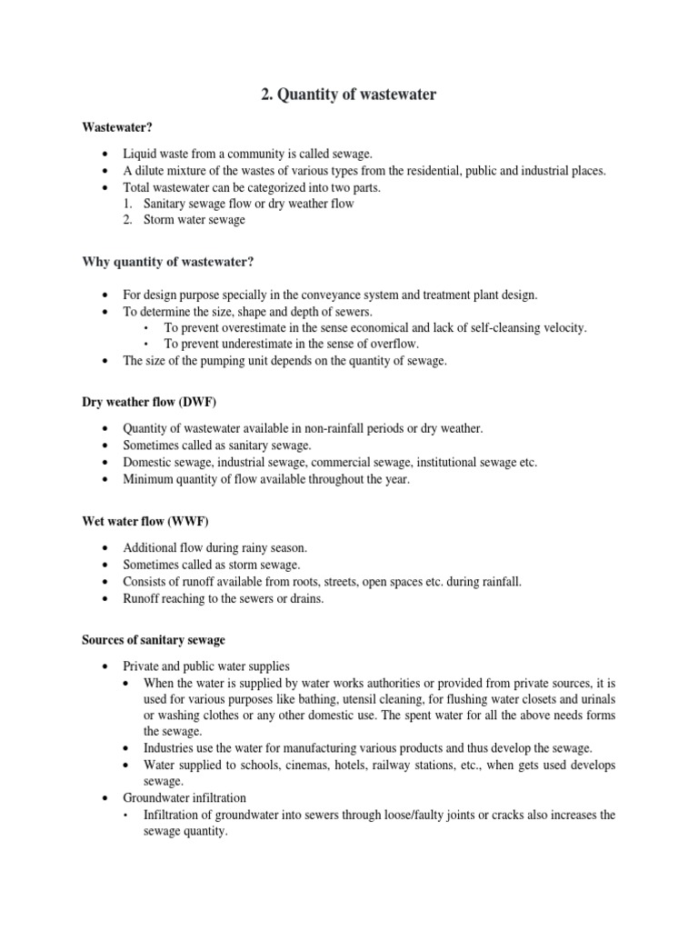 Quantity of Wastewater Sanitary Engineering | PDF | Sewage | Sanitary Sewer