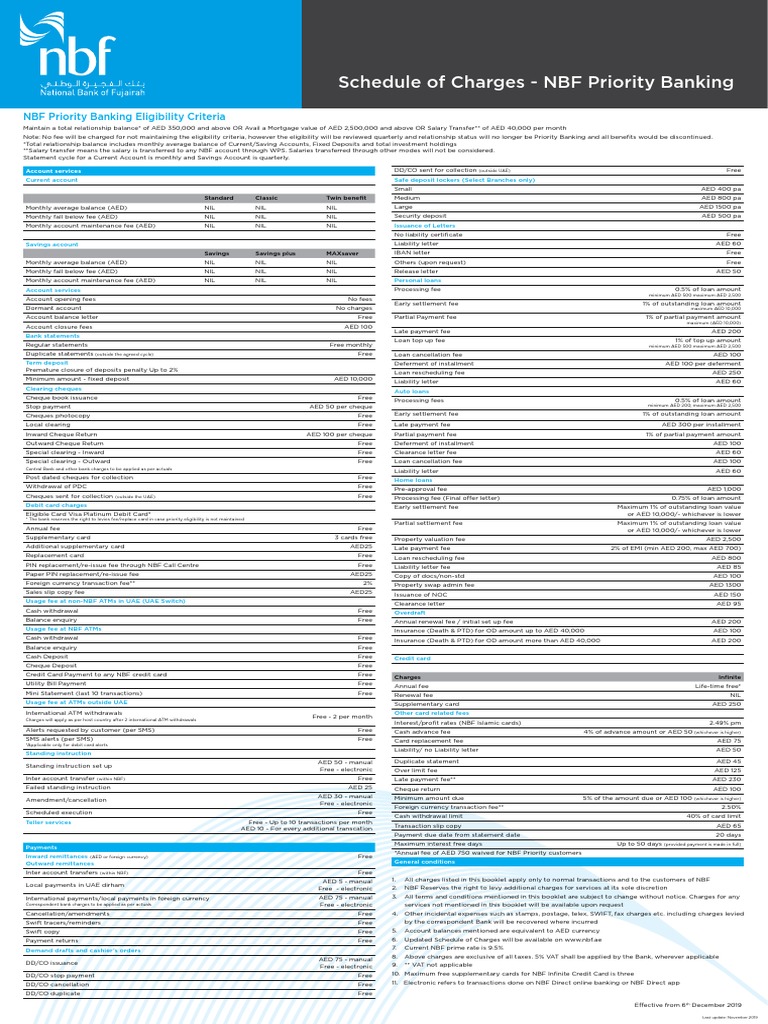 NBF Account Services and Fees Overview | PDF | Cheque | Payments