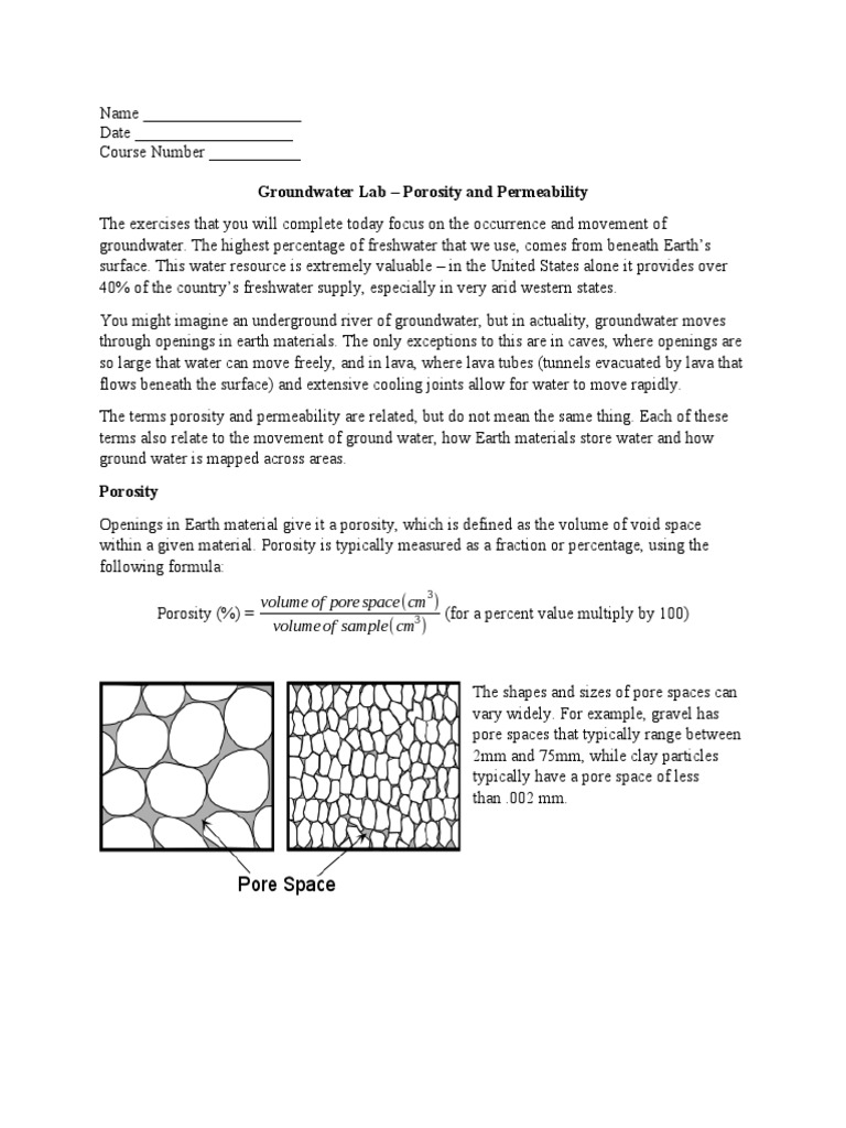 Unit4 Lab PorosityPermeability | PDF | Porosity | Aquifer