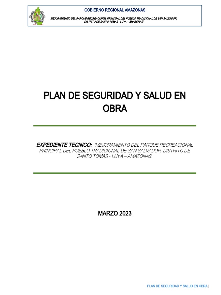 Plan de Seguridad y Salud en Obra San Salvador | PDF | Seguridad y ...