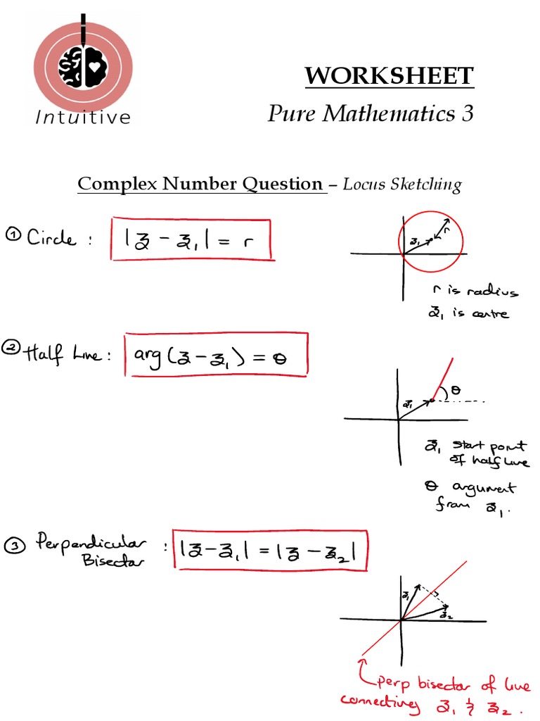 WORKSHEET Complex Numbers Locus Sketching PDF