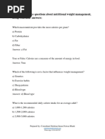 Mcqs About Nutritional Weight Management by Imran Nawaz Bhatti