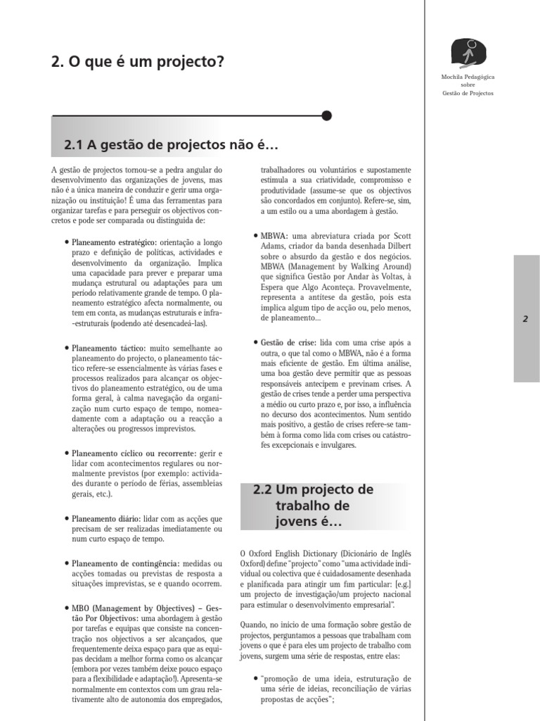 Projecto - Definição | PDF | Gestão de projetos | Planejamento estratégico