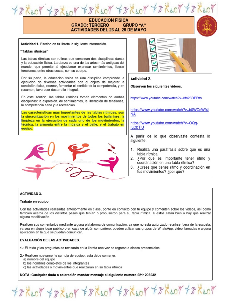 3° C Educacion Fisica Tablas Ritmicas | PDF