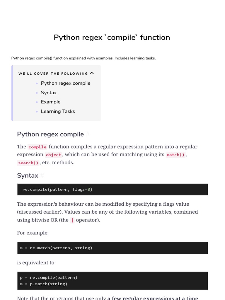 13 Python Regex Compile Function | PDF