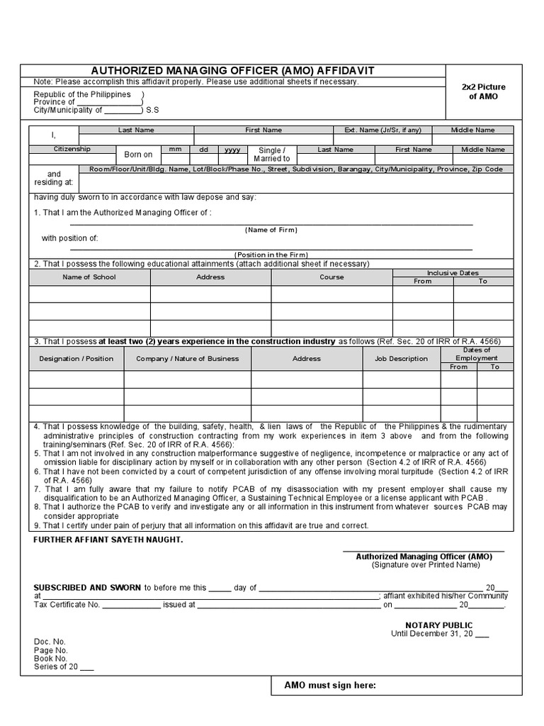 Pcab Amo Affidavit PDF Affidavit Government