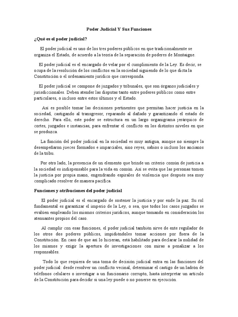 Funciones del Poder Judicial | PDF | Judicaturas | Gobernancia