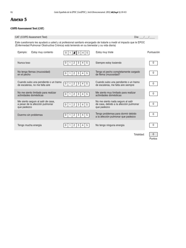 Cuestionario CAT para EPOC | PDF | Medicina | Estadísticas medicas