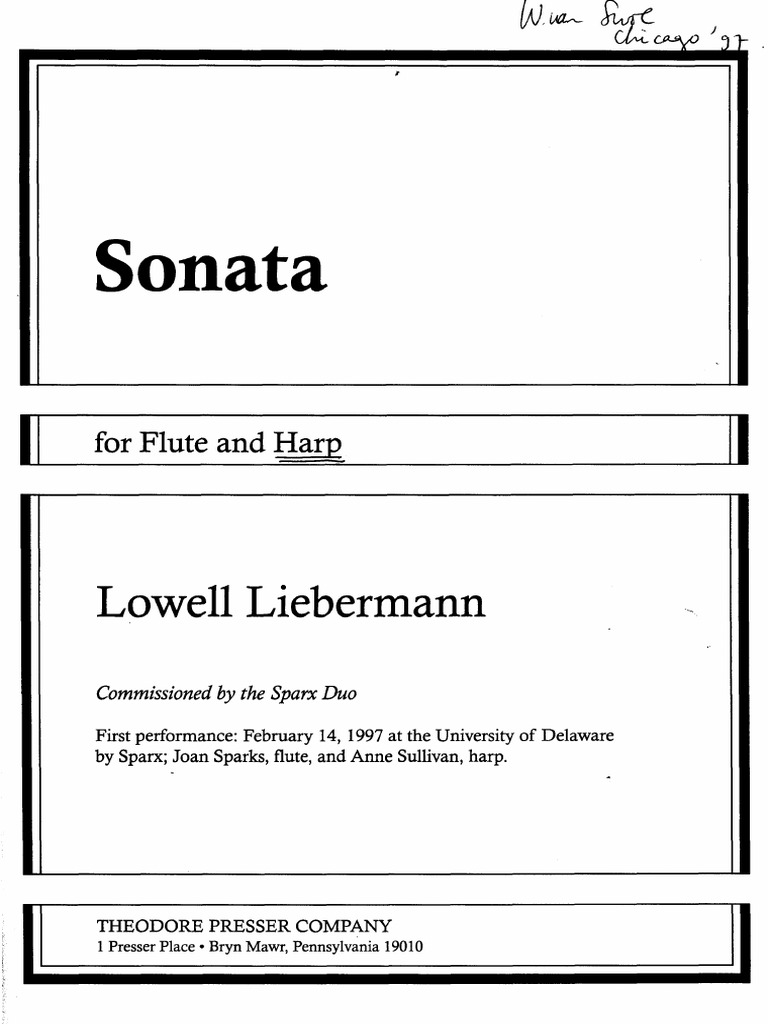 Liebermann Sonata For Flute and Harp Part PDF