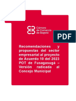 Recomendaciones y Propuestas Del Sector Empresarial Al POT de Fusagasugá - Versión Radicada Al Concejo