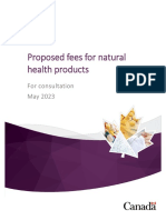 Proposed Fees For Natural Health Products