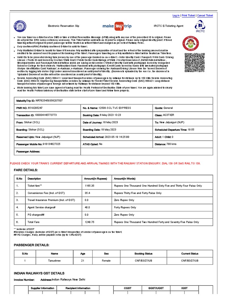 E-Ticket Guidelines for Train Travelers | PDF | Identity Document ...