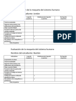 Indicadores de Maqueta Del Sistema Del Cuerpo Humano