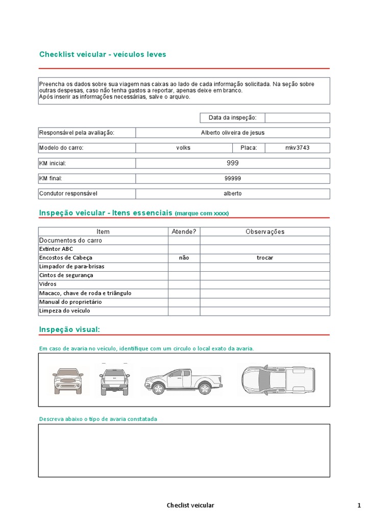 Ticket Log - Checklist de Veiculo | PDF